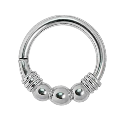 Anillo Cierre Fácil Étnico con Bolas de Acero Quirúrgico