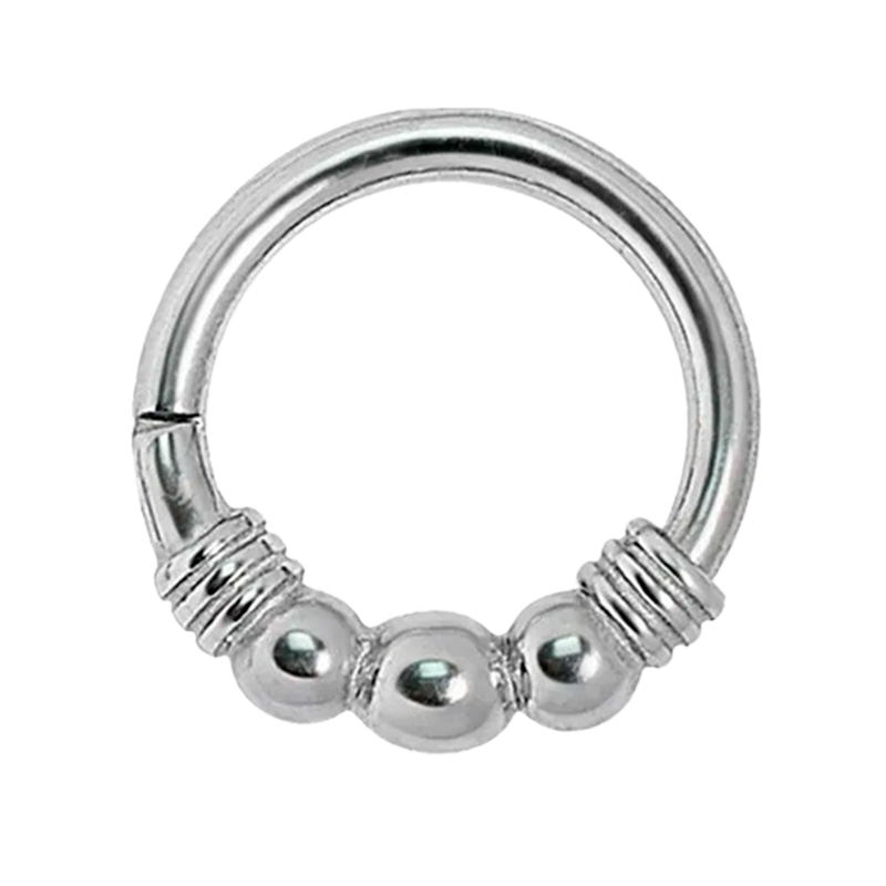 Anillo Cierre Fácil Étnico con Bolas de Acero Quirúrgico