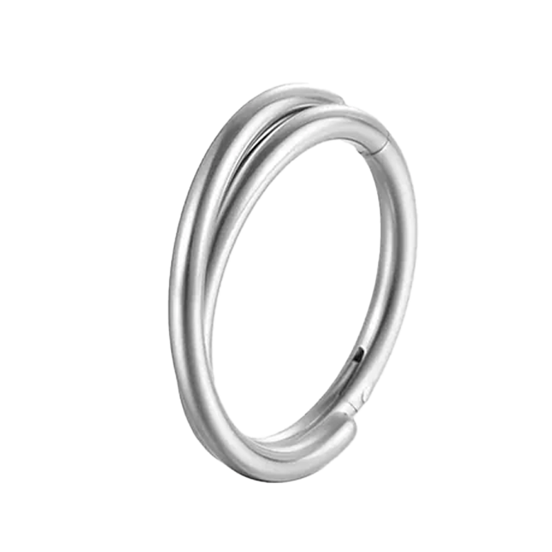 Anillo segmento doble cruzado de titanio con bisagra