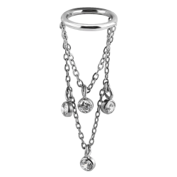 Anillo de Acero Quirúrgico con Cadenas y Brillantes Colgante
