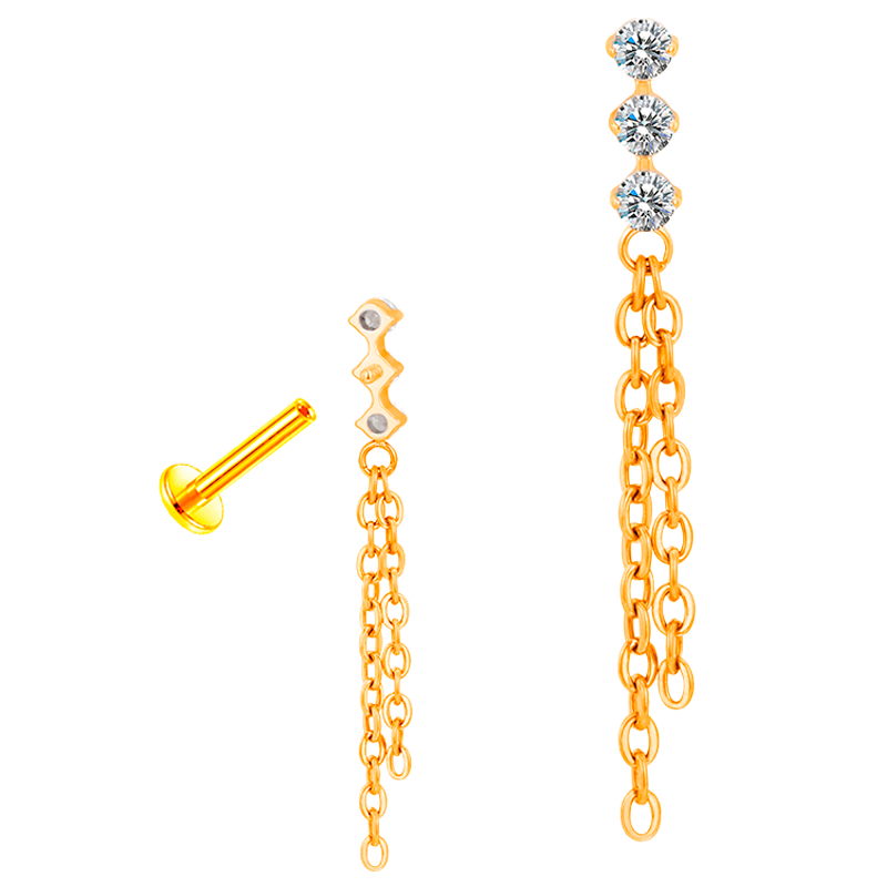 Piercing para Oreja de Titanio ASTM F136 con Circonitas Cúbicas