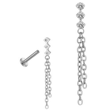 Piercing para Hélix/Tragus de Titanio ASTM F136 con Circonitas Cúbicas