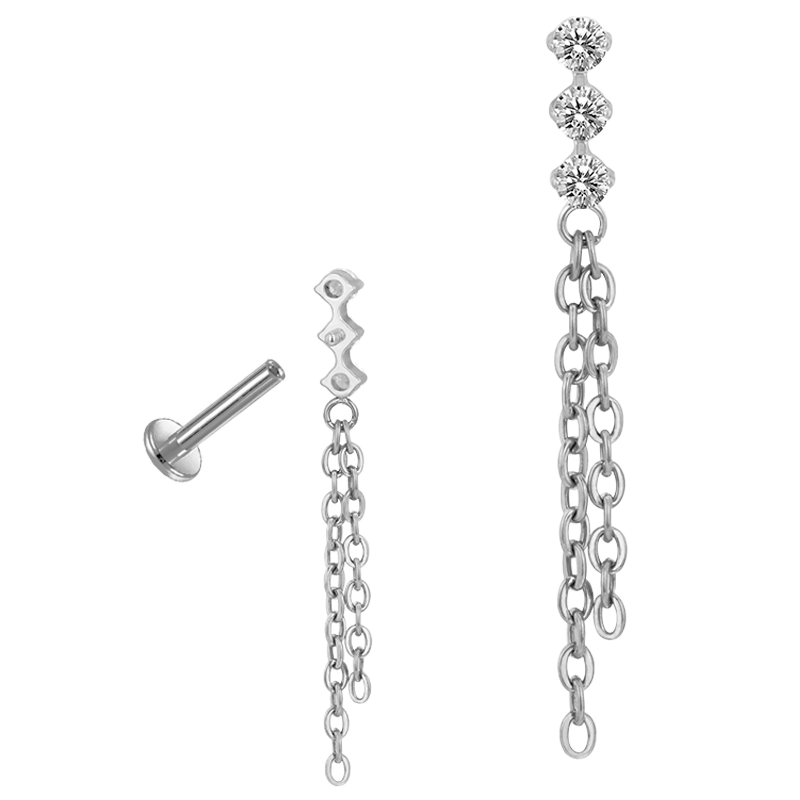 Piercing para Hélix/Tragus de Titanio ASTM F136 con Circonitas Cúbicas