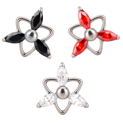 Piercing para Hélix de Titanio ASTM F136 con Rosca Interna y Circonitas Cúbicas Marquise