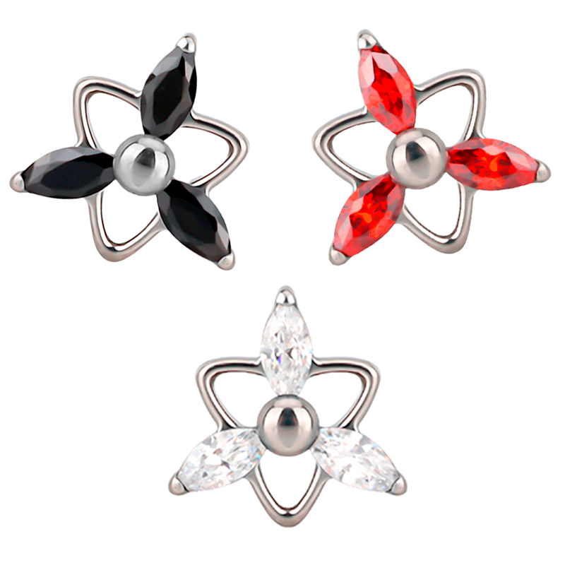 Piercing para Hélix de Titanio ASTM F136 con Rosca Interna y Circonitas Cúbicas Marquise