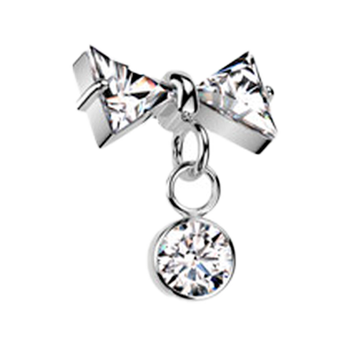 Piercing para Oreja de titanio ASTM F136 con Rosca Interna estilo Lazo con Circonita Cúbica