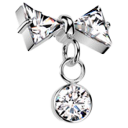 Piercing para Oreja de titanio ASTM F136 con Rosca Interna estilo Lazo con Circonita Cúbica