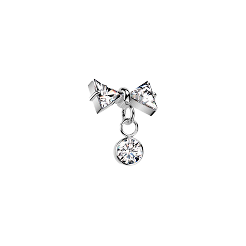 Piercing para Oreja de titanio ASTM F136 con Rosca Interna estilo Lazo con Circonita Cúbica