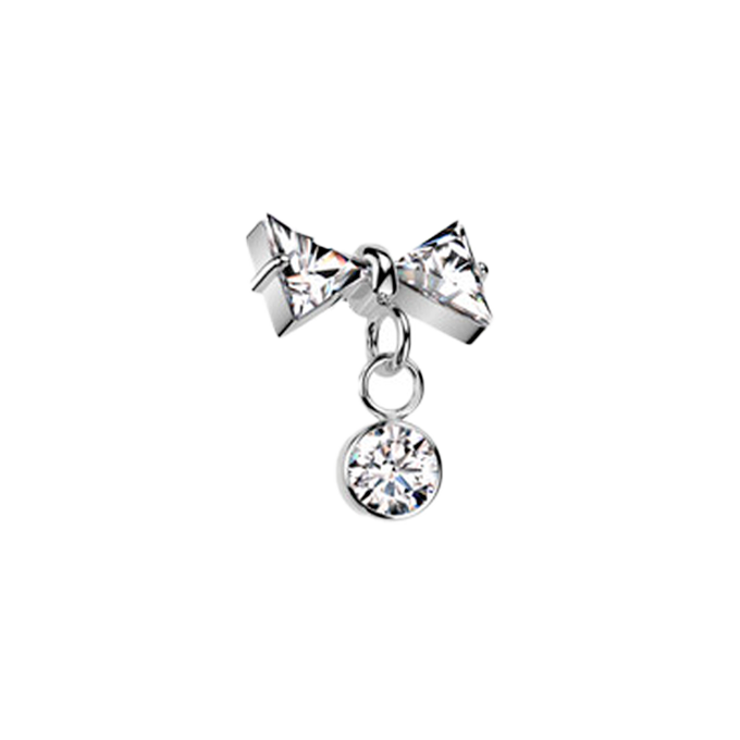 Piercing para Oreja de titanio ASTM F136 con Rosca Interna estilo Lazo con Circonita Cúbica
