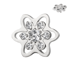 Piercing para Hélix de Titanio ASTM F136 con Rosca Interna y Circonitas Cúbicas tipo Flor