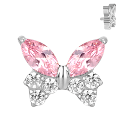 Piercing Hélix de Titanio ASTM F136 tipo Mariposa con Circonitas Cúbicas y Rosca Interna