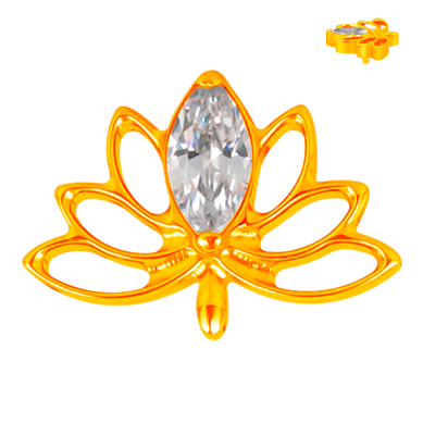 Piercing para Hélix de Titanio ASTM F136 con Circonita Cúbica Marquesa estilo Flor de Loto