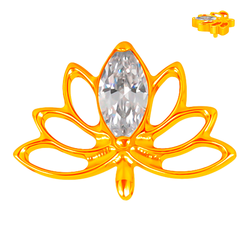 Piercing para Hélix de Titanio ASTM F136 con Circonita Cúbica Marquesa estilo Flor de Loto