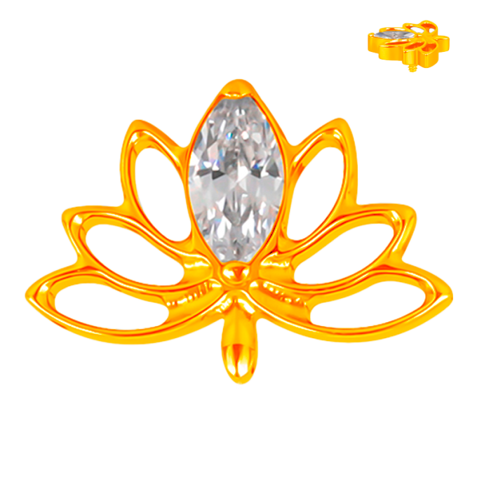 Piercing para Hélix de Titanio ASTM F136 con Circonita Cúbica Marquesa estilo Flor de Loto