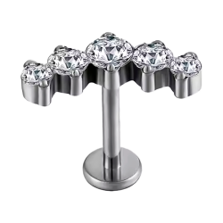 Piercing para Hélix de Titanio ASTM F136 con cinco Circonitas Cúbicas