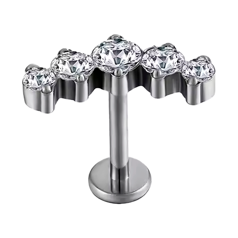 Piercing para Hélix de Titanio ASTM F136 con cinco Circonitas Cúbicas