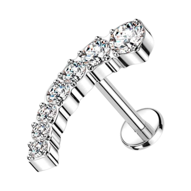 Piercing Hélix de titanio ASTM F136 con línea curva de Circonitas Cúbicas