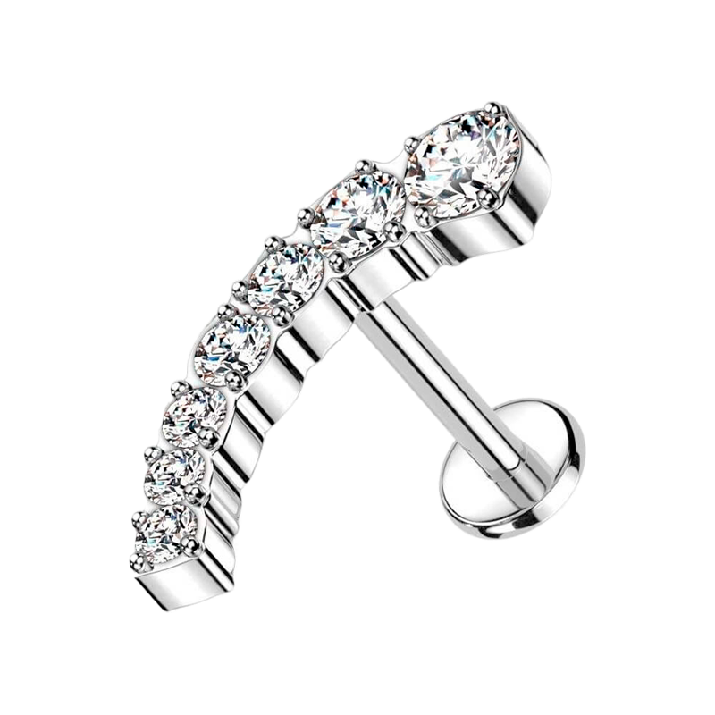 Piercing Hélix de titanio ASTM F136 con línea curva de Circonitas Cúbicas
