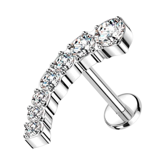 Piercing Hélix de titanio ASTM F136 con línea curva de Circonitas Cúbicas