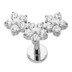 Piercing para Hélix de Titanio ASTM F136 con tres Flores y Circonitas Cúbicas