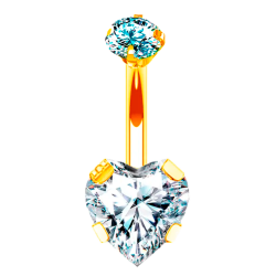 Ombligo de Titanio ASTM F136 con Brillante en forma de Corazón