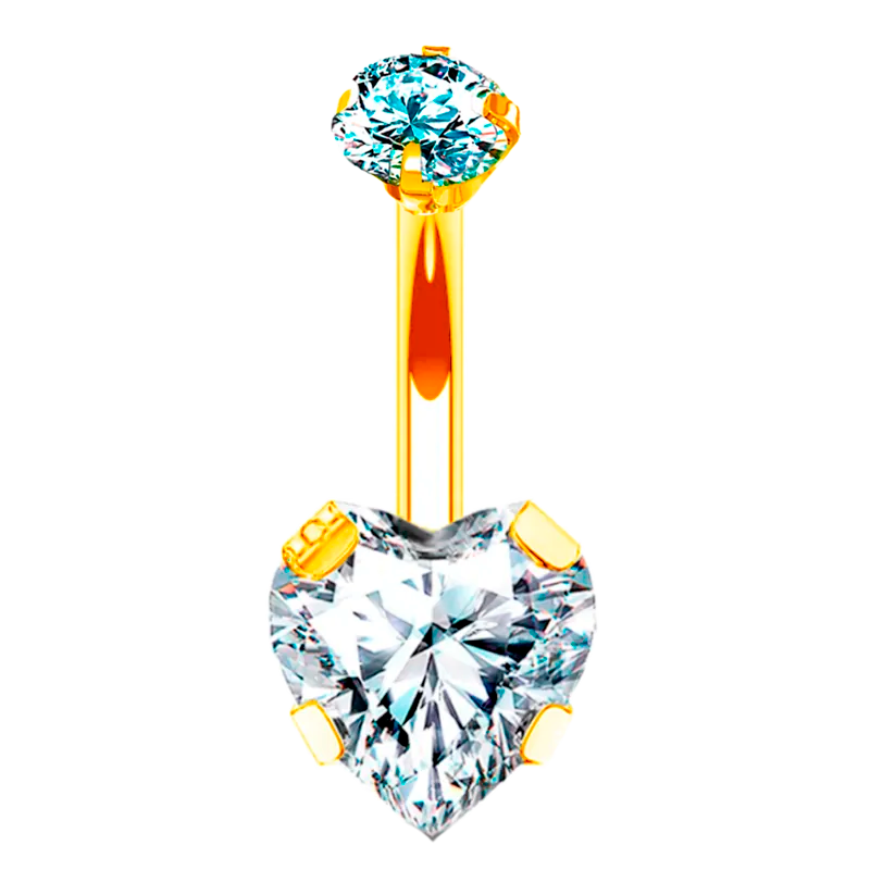 Ombligo de Titanio ASTM F136 con Brillante en forma de Corazón