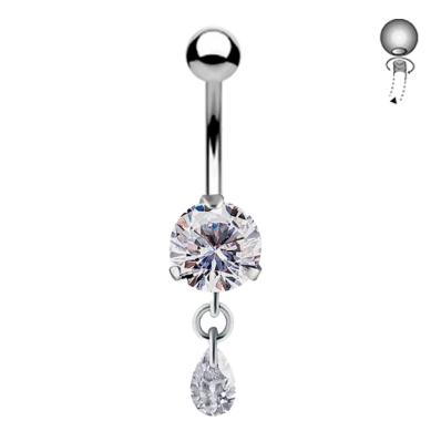 Piercing para Ombligo de Acero Quirúrgico con Cristales