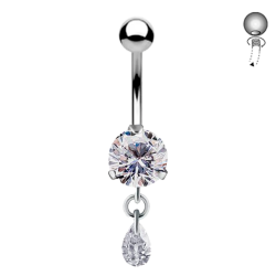 Piercing para Ombligo de Acero Quirúrgico con Cristales