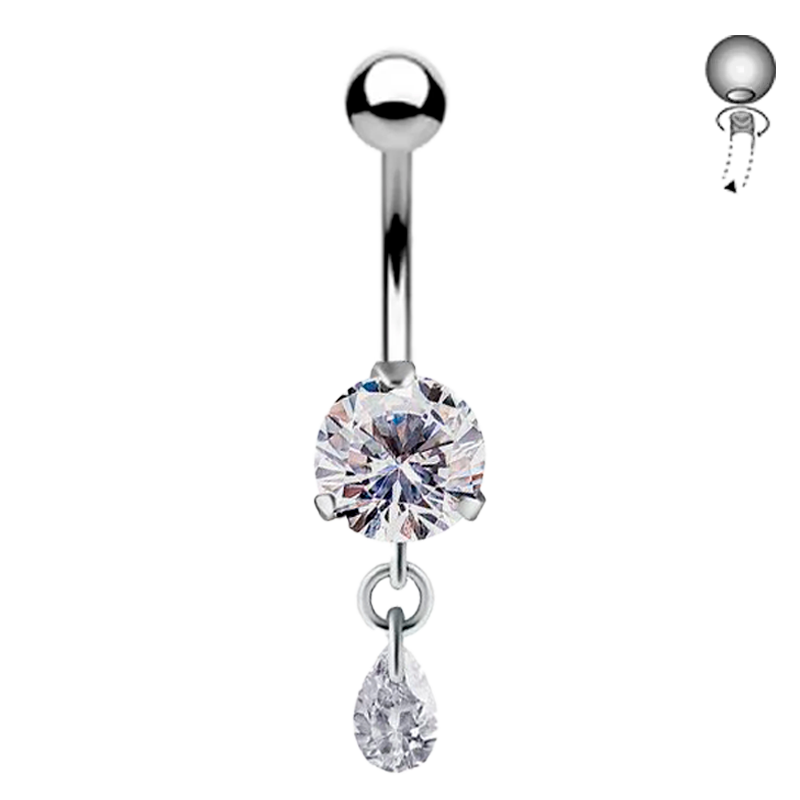 Piercing para Ombligo de Acero Quirúrgico con Cristales