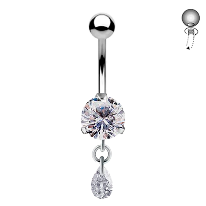 Piercing para Ombligo de Acero Quirúrgico con Cristales