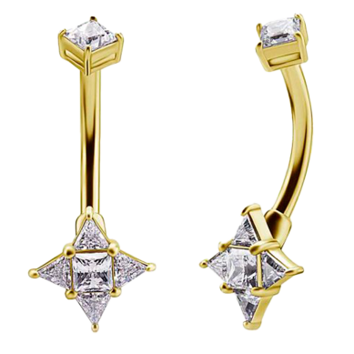 Piercing para Ombligo Bañado en Oro de Acero Inoxidable con Circonitas Cúbicas