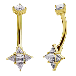 Piercing para Ombligo Bañado en Oro de Acero Inoxidable con Circonitas Cúbicas