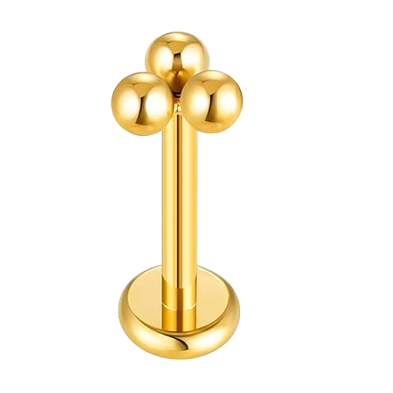 Piercing Labret de Titanio Chapado en Oro 24K