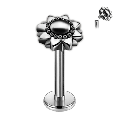 Piercing estilo Flor Tribal de Acero con Rosca Interna