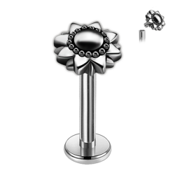 Piercing estilo Flor Tribal de Acero con Rosca Interna