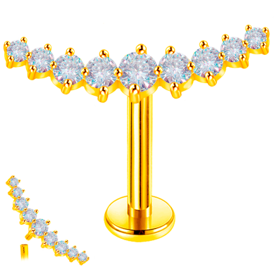 Hélix Piercing de Titanio ASTM F136 Bañado en Oro con Cristales Premium Zirconia