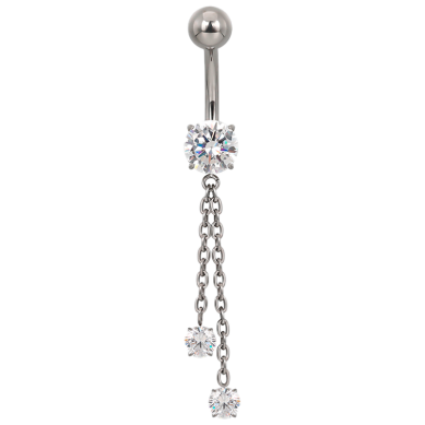 Piercing Ombligo de Titanio ASTM F136 con Cadenas Colgante