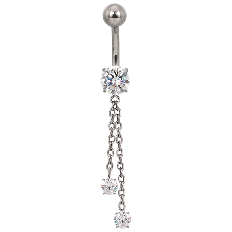 Piercing Ombligo de Titanio ASTM F136 con Cadenas Colgante