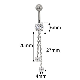 Piercing Ombligo de Titanio ASTM F136 con Cadenas Colgante