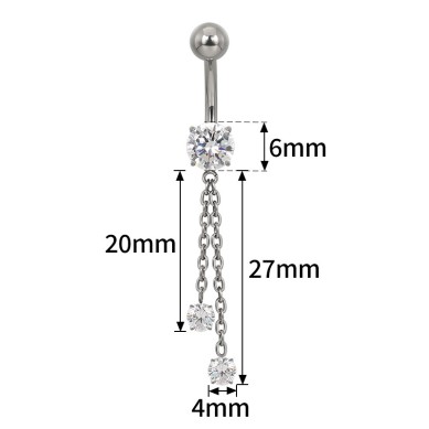 Piercing Ombligo de Titanio ASTM F136 con Cadenas Colgante