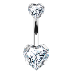 Piercing para Ombligo de Acero Quirúrgico con Rosca Interna estilo Corazón con Cristal