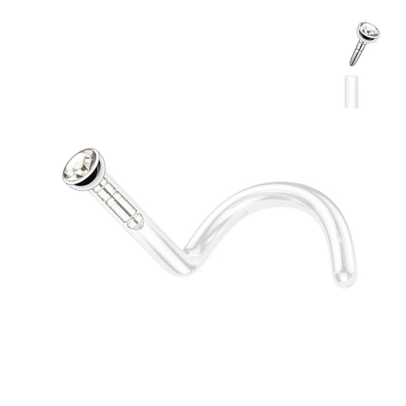 Nostril de Bioflex Transparente con Bola de Titanio y Cristal