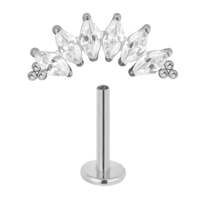 Piercing Hélix de Titanio ASTM F136 con Circonitas Cúbicas Marquesa y Bolitas
