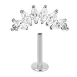 Piercing Hélix de Titanio ASTM F136 con Circonitas Cúbicas Marquesa y Bolitas