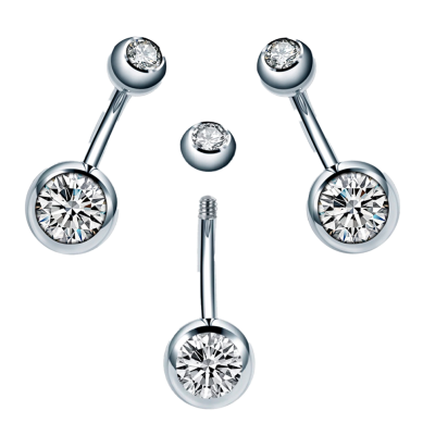 Piercing Ombligo de Acero Quirúrgico con Cristal Lote de 100 unidades