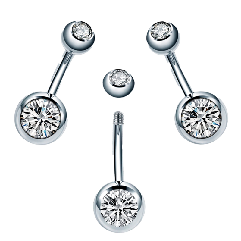 Piercing Ombligo de Acero Quirúrgico con Cristal Lote de 100 unidades