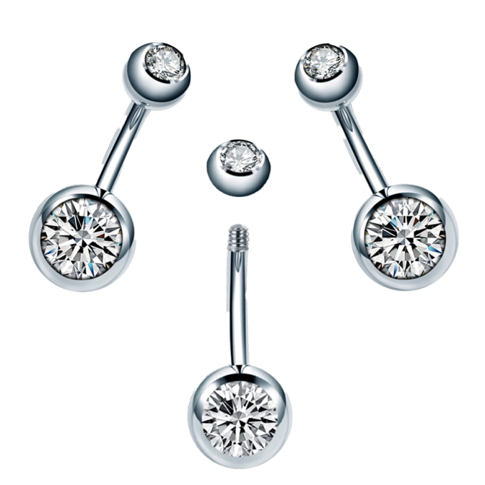 Piercing Ombligo de Acero Quirúrgico con Cristal Lote de 100 unidades