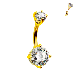 Piercing Banana para Cejas de Titanio ASTM F136 Bañado en Oro con Cristales Premium Zirconia