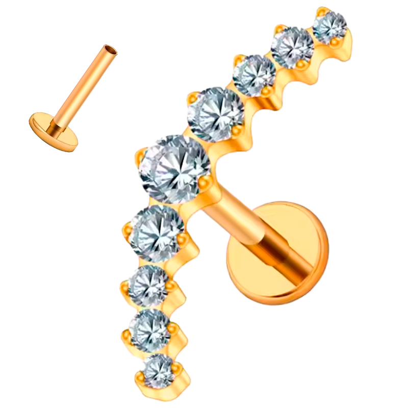 Piercing Hélix de Titanio ASTM F136 de Rosca Interna con Circonitas Cúbicas