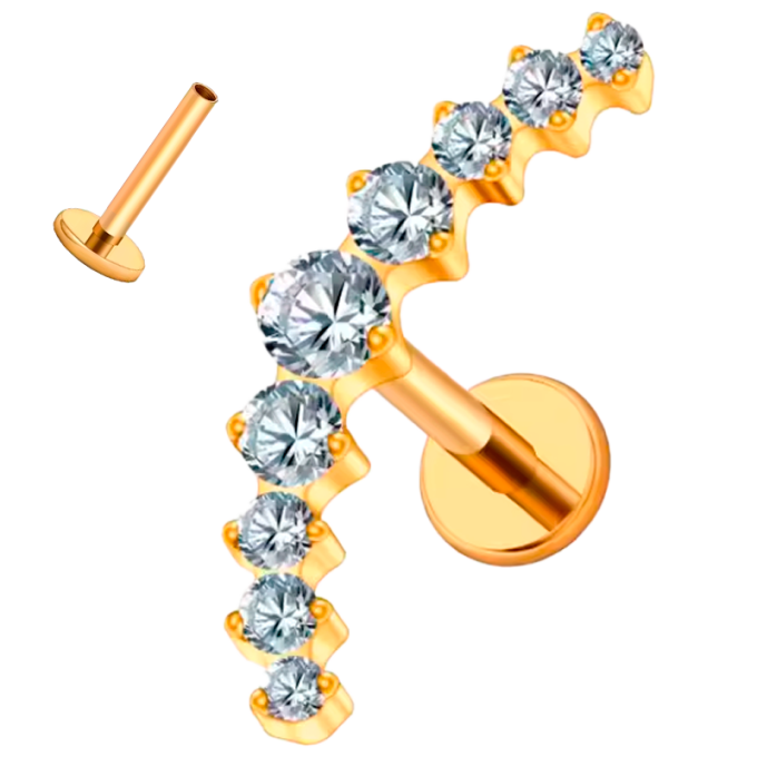 Piercing Hélix de Titanio ASTM F136 de Rosca Interna con Circonitas Cúbicas